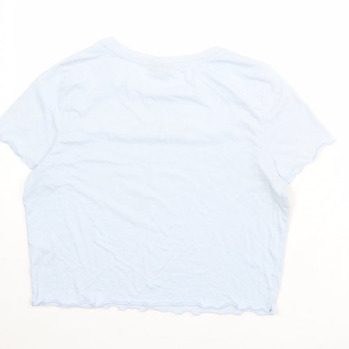 Topshop Womens Blue Cotton Basic T-Shirt Size XS Crew Neck - Moon Eclipse