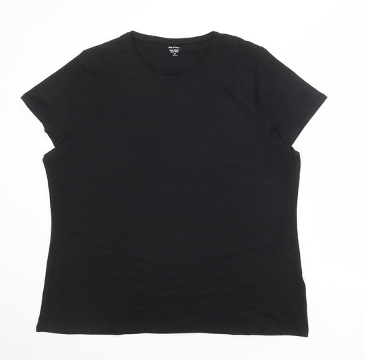 Marks and Spencer Womens Black Cotton Basic T-Shirt Size 24 Crew Neck