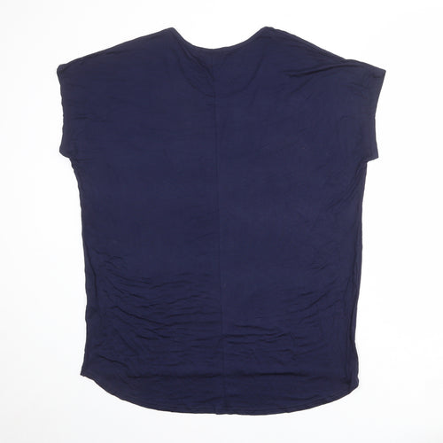QED London Womens Blue Viscose Basic T-Shirt Size S Round Neck - Size S-M
