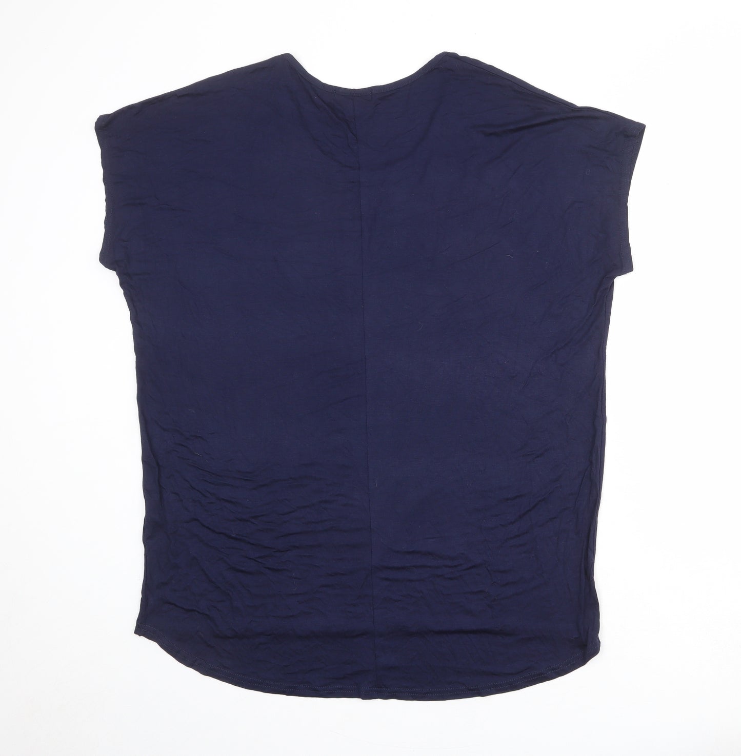 QED London Womens Blue Viscose Basic T-Shirt Size S Round Neck - Size S-M
