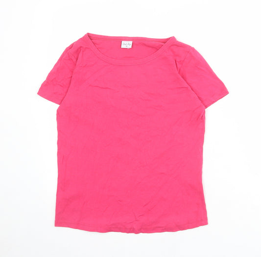 Stack Shop Womens Pink 100% Cotton Basic T-Shirt Size 14 Boat Neck