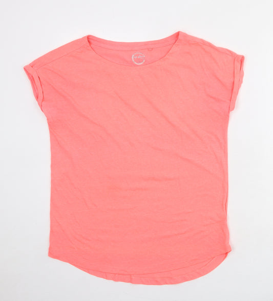 NEXT Womens Pink Polyester Basic T-Shirt Size 10 Boat Neck