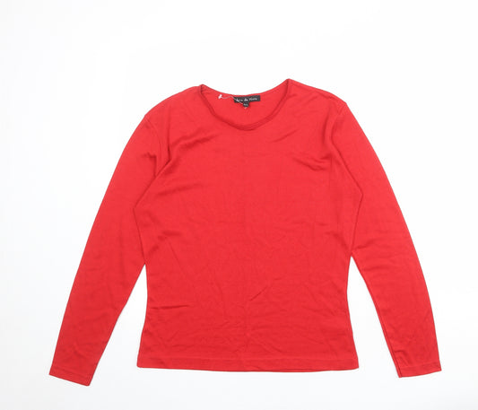 Joie de Vivre Womens Red Viscose Basic T-Shirt Size M Round Neck - Size M-L