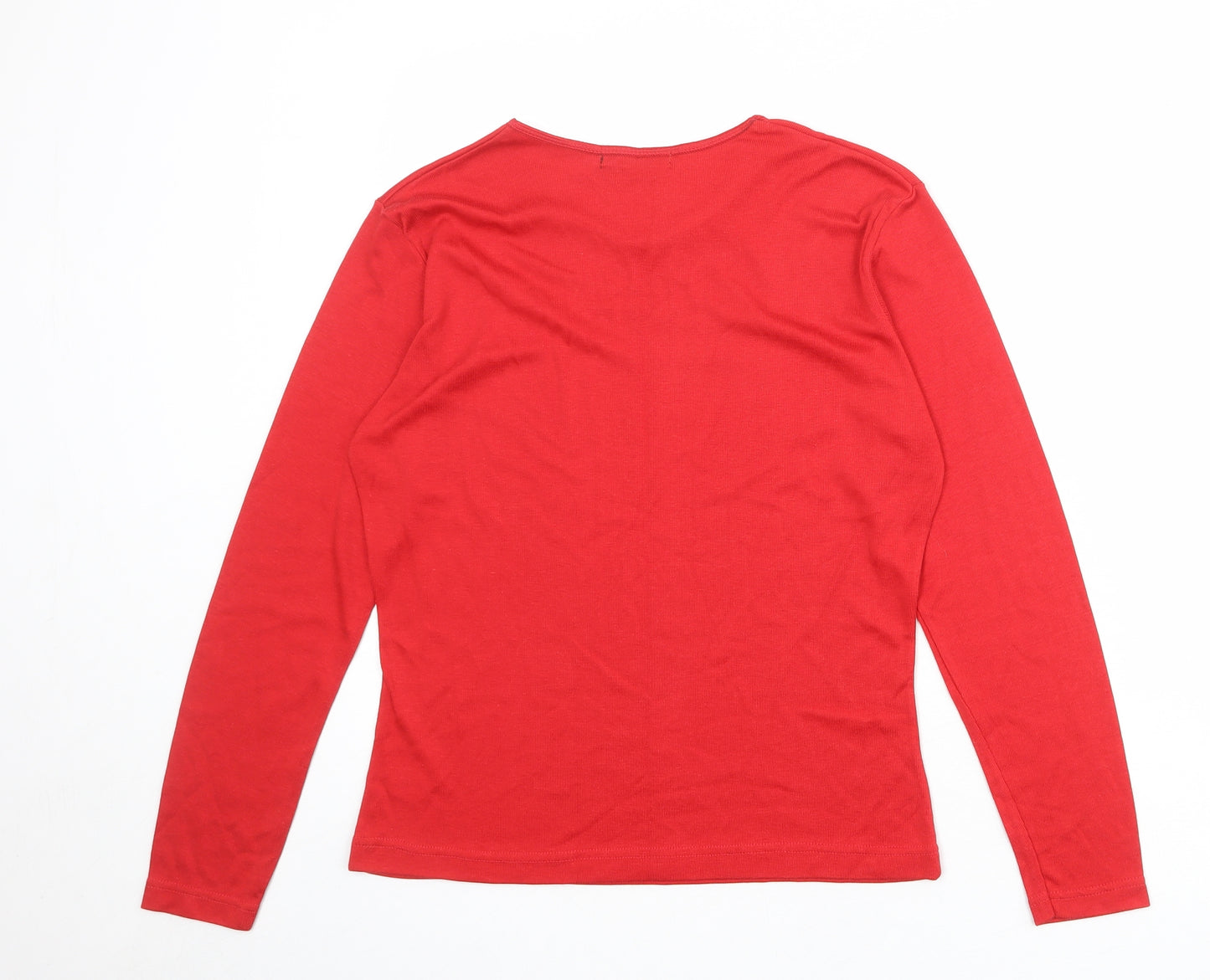 Joie de Vivre Womens Red Viscose Basic T-Shirt Size M Round Neck - Size M-L