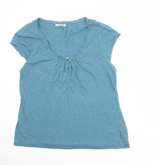 White Stuff Womens Blue 100% Cotton Basic T-Shirt Size 16 Scoop Neck