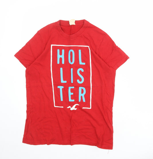 Hollister Womens Red Cotton Basic T-Shirt Size S Crew Neck