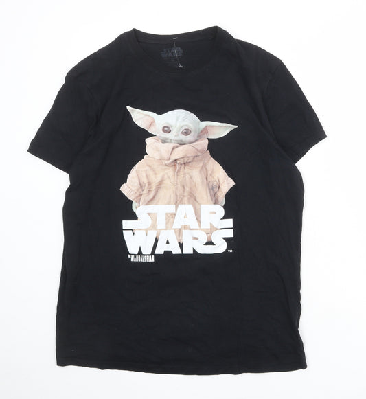 Star Wars Mens Black Cotton T-Shirt Size XL Round Neck - The Mandalorian Baby Yoda