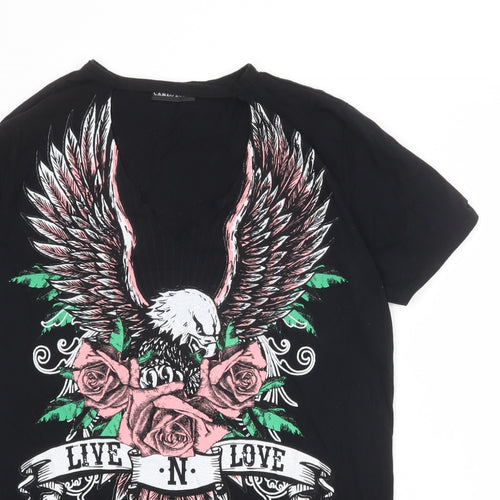 Cameo Rose Womens Black 100% Cotton Basic T-Shirt Size 16 Round Neck - Eagle, Live N Love