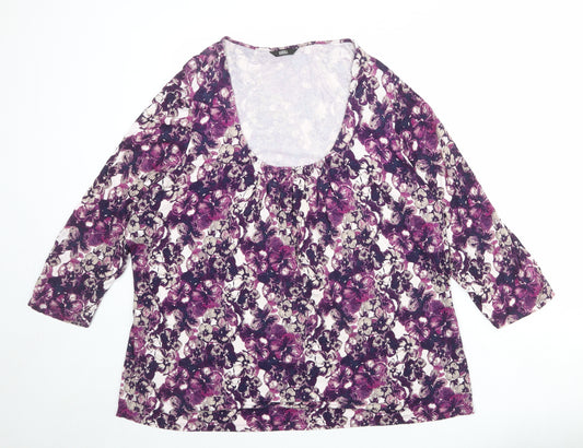 Marks and Spencer Womens Multicoloured Floral Viscose Basic Blouse Size 24 Scoop Neck