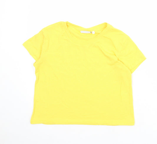 Weekday Womens Yellow Polyester Basic T-Shirt Size S Round Neck