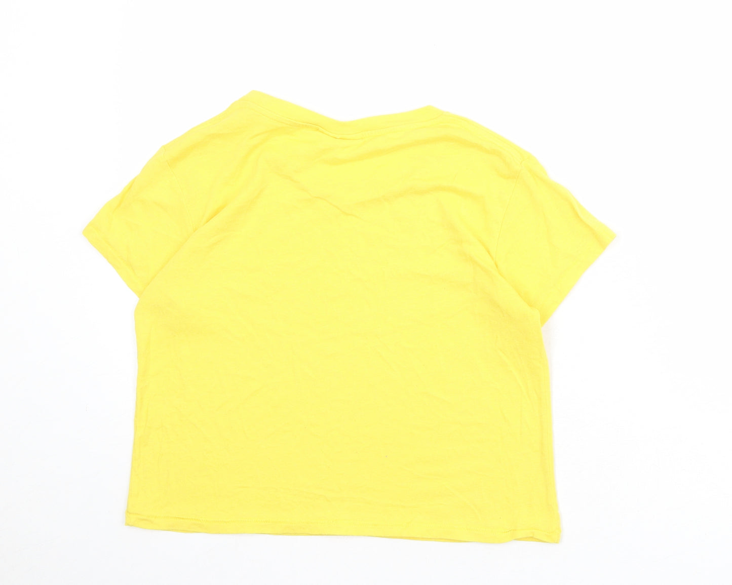 Weekday Womens Yellow Polyester Basic T-Shirt Size S Round Neck