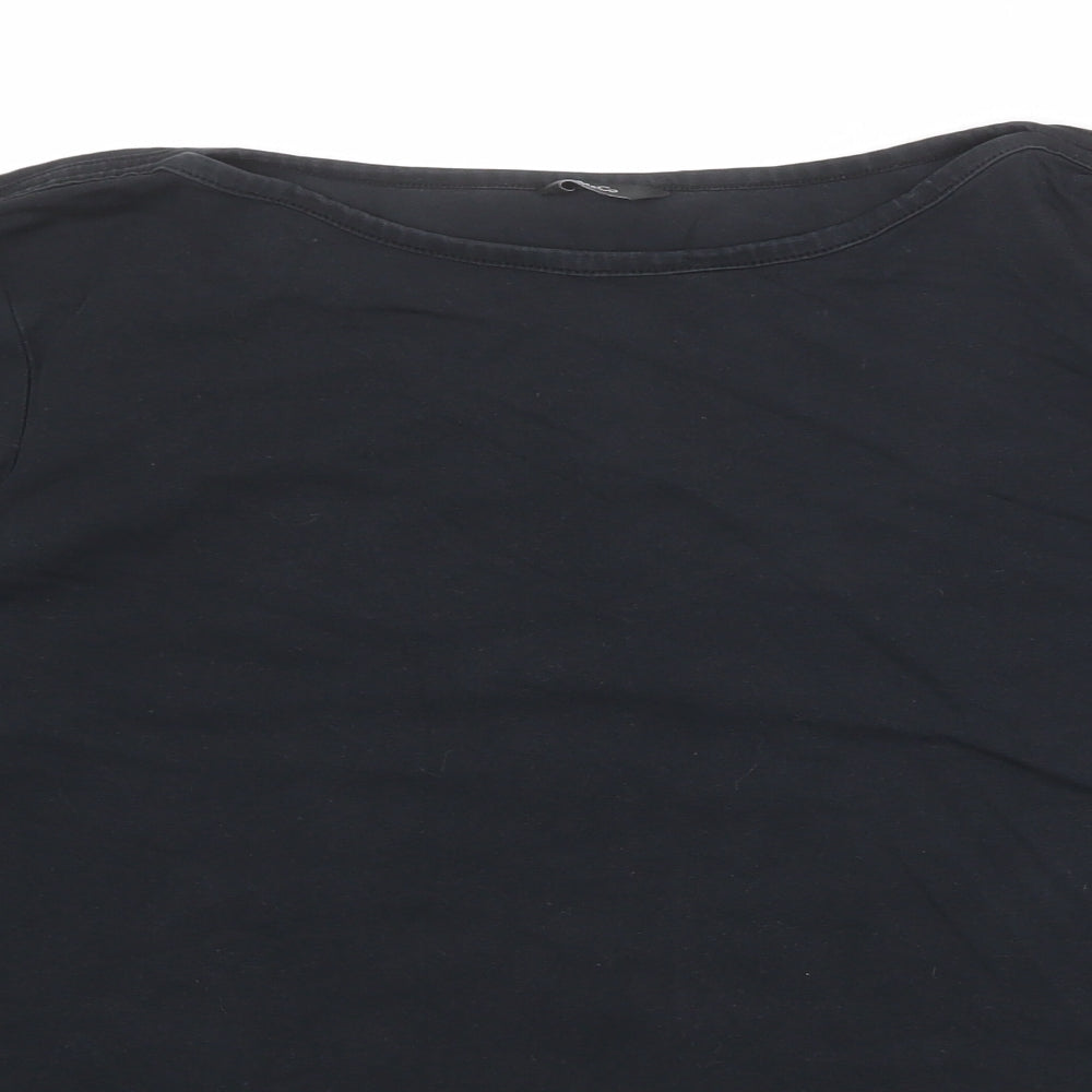 M&Co Womens Black Cotton Basic Blouse Size 18 Round Neck