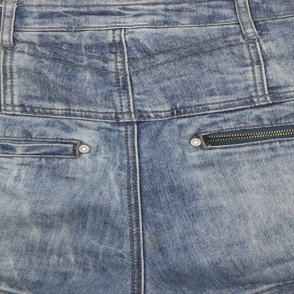PARISIAN SIGNATURE Womens Blue Cotton Hot Pants Shorts Size 10 Regular Button