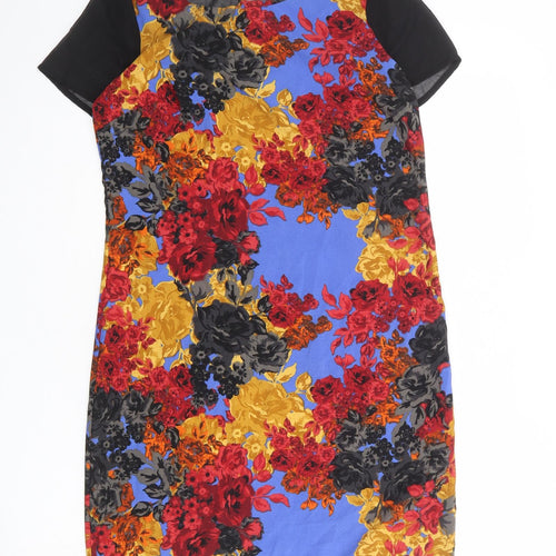 NEXT Womens Multicoloured Floral Polyester Shift Size 10 Round Neck Button