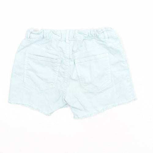 Blue Zoo Girls Blue Cotton Cut-Off Shorts Size 12 Years Regular Zip