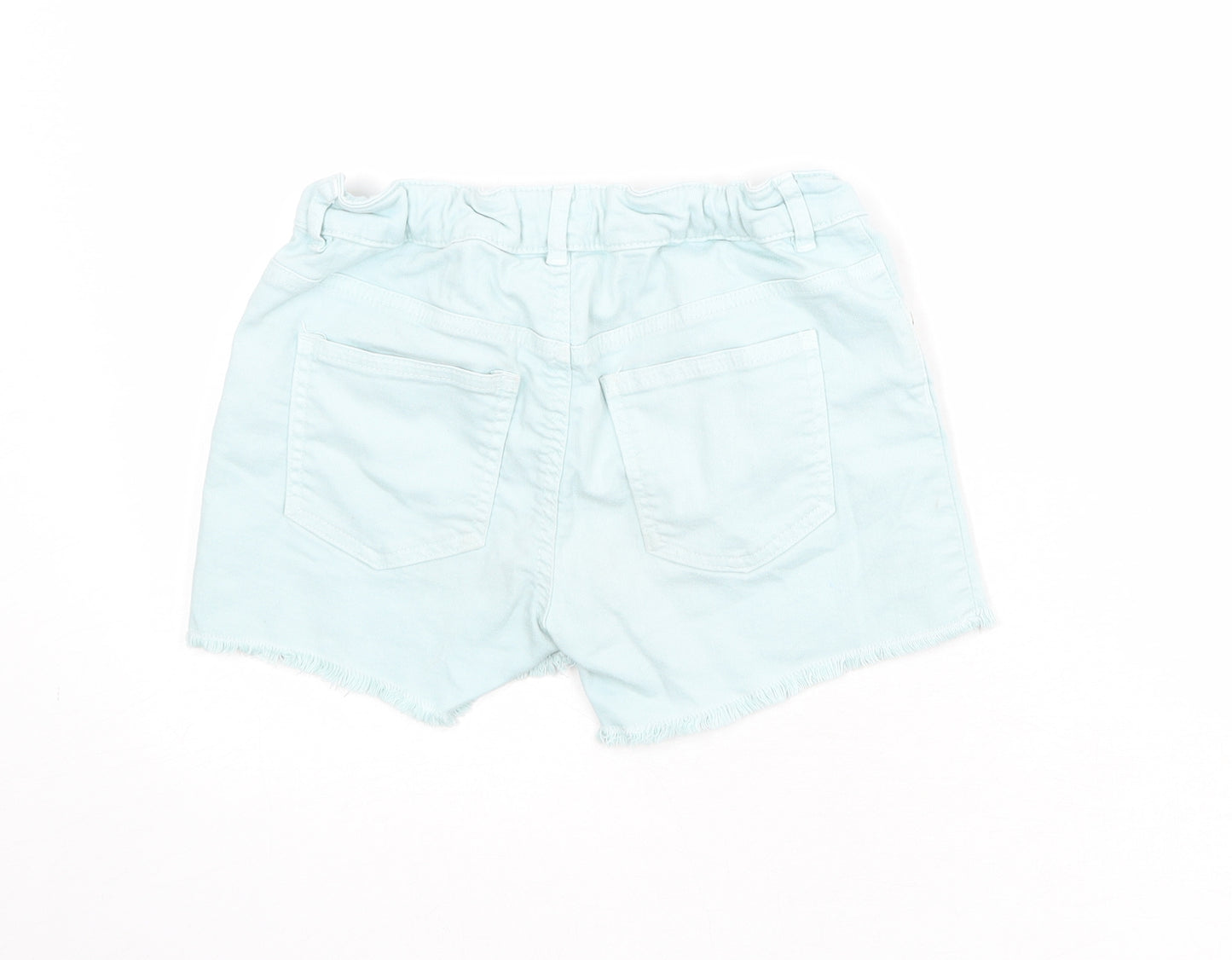 Blue Zoo Girls Blue Cotton Cut-Off Shorts Size 12 Years Regular Zip