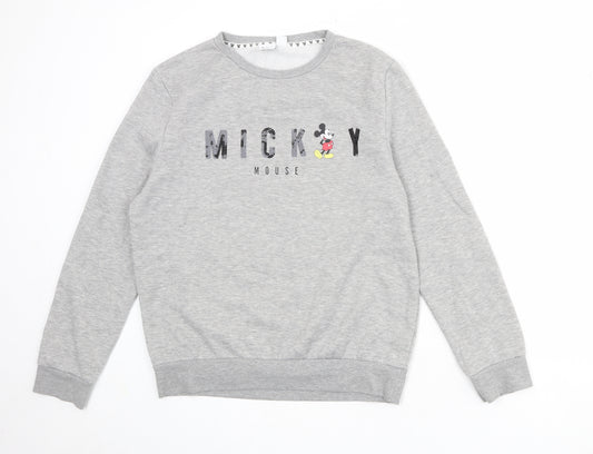 Disney Womens Grey Polyester Pullover Sweatshirt Size 10 Pullover - Mickey Mouse Size 10-12