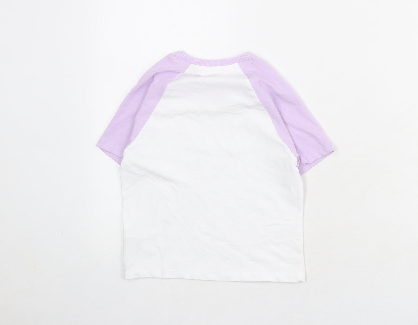 Disney Womens White Cotton Basic T-Shirt Size 2XS Round Neck - Stitch