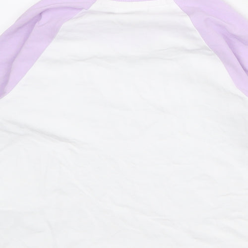Disney Womens White Cotton Basic T-Shirt Size 2XS Round Neck - Stitch