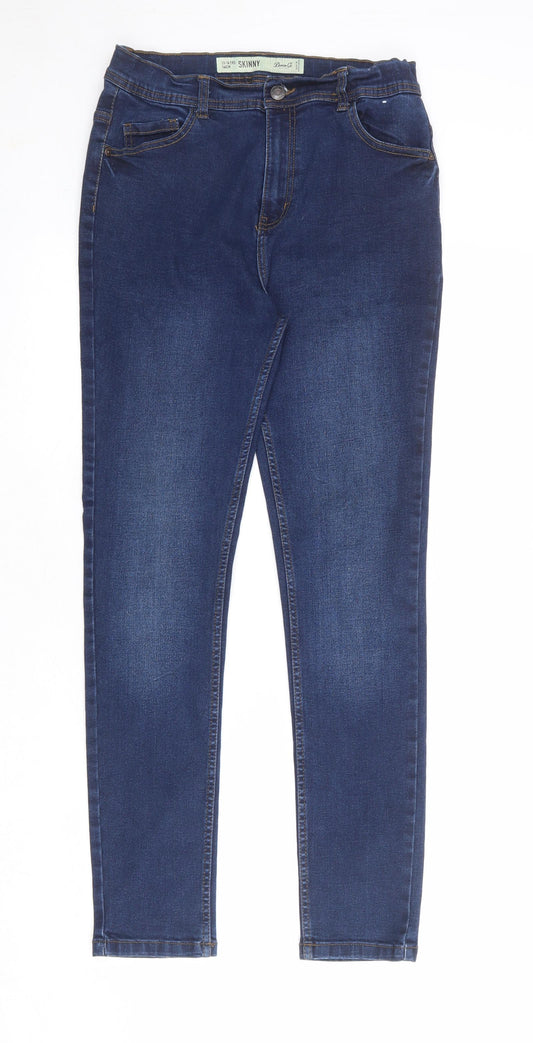 Denim & Co. Girls Blue Cotton Skinny Jeans Size 13-14 Years Regular Zip