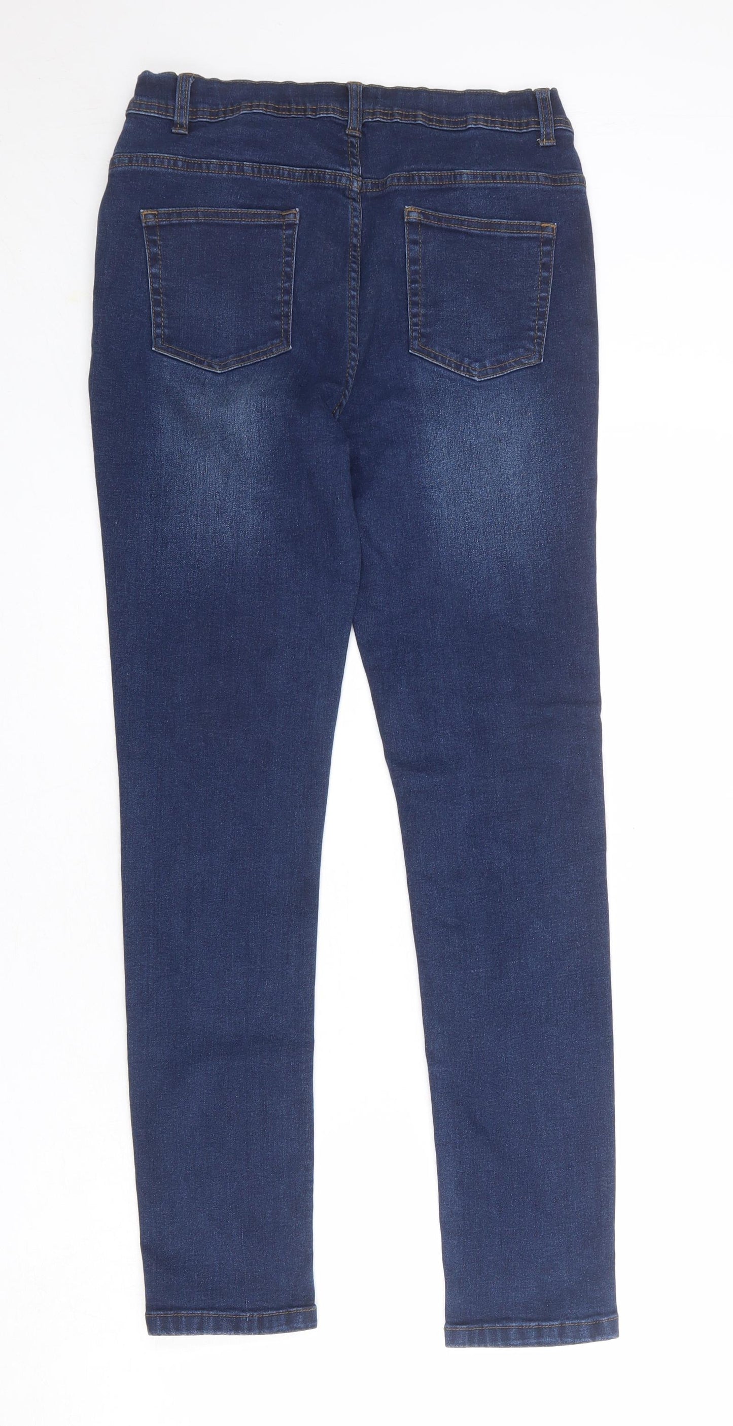 Denim & Co. Girls Blue Cotton Skinny Jeans Size 13-14 Years Regular Zip