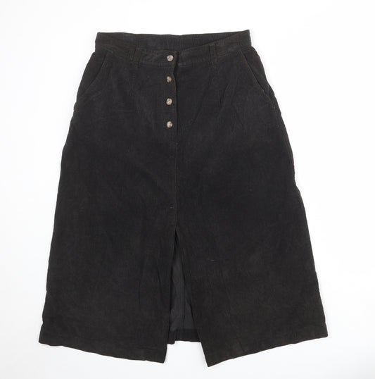 C&A Womens Brown Cotton A-Line Skirt Size 18 Button
