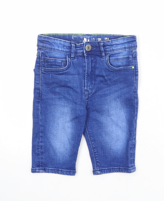 Matalan Boys Blue Cotton Chino Shorts Size 8 Years Regular Zip
