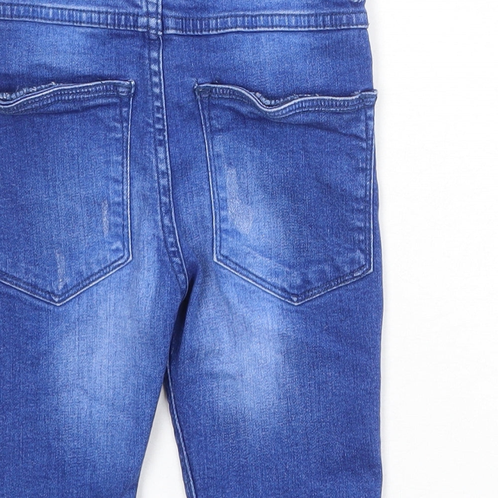 Matalan Boys Blue Cotton Chino Shorts Size 8 Years Regular Zip