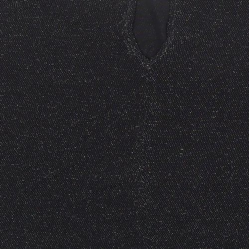 M&Co Womens Black Geometric Polyester Basic Blouse Size 18 Round Neck
