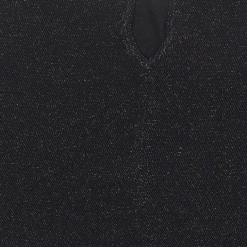 M&Co Womens Black Geometric Polyester Basic Blouse Size 18 Round Neck