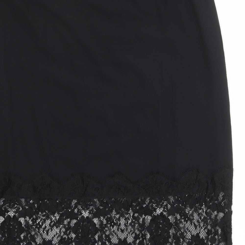 Marks and Spencer Womens Black Polyester Pettiskirt Skirt Size 22 Zip