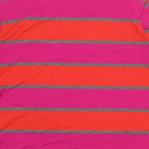Lebek Womens Multicoloured Striped Polyester Basic T-Shirt Size 12 Round Neck