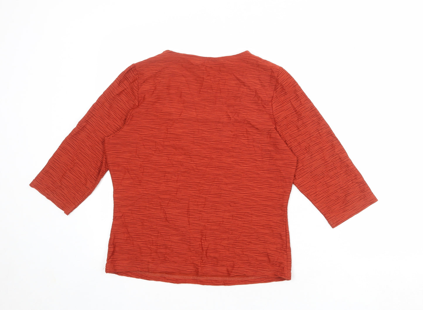 Alex & Co Womens Orange Geometric Polyamide Basic Blouse Size 12 V-Neck