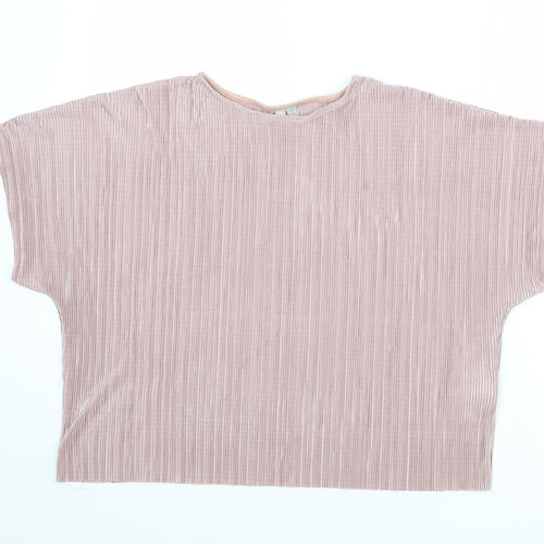 ASOS Womens Pink Geometric Polyester Basic Blouse Size 8 Round Neck