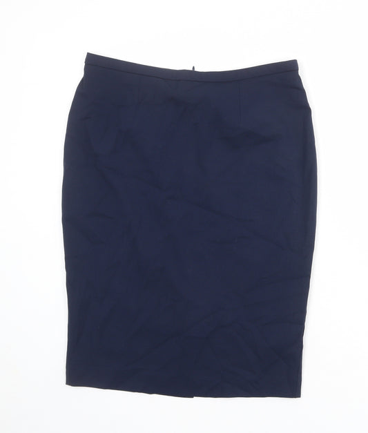 Marks and Spencer Womens Blue Polyester A-Line Skirt Size 12 Zip