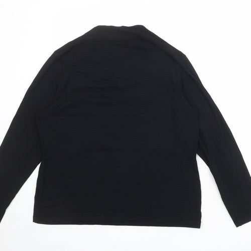 Marks and Spencer Womens Black Viscose Basic T-Shirt Size 18 Scoop Neck - Flower Detail