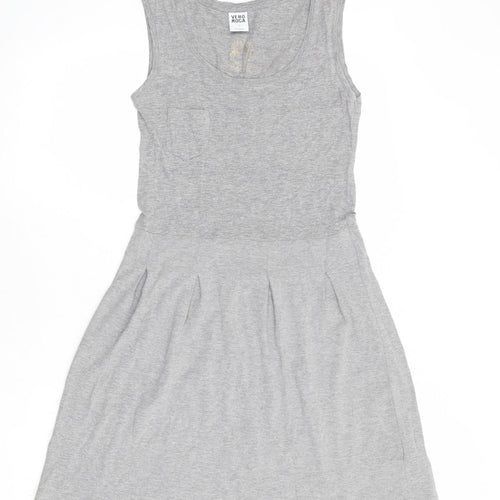 VERO MODA Womens Grey Cotton Tank Dress Size S Round Neck Pullover