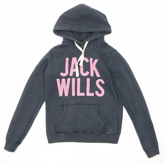 Jack Wills Womens Blue Cotton Pullover Hoodie Size 10 Pullover