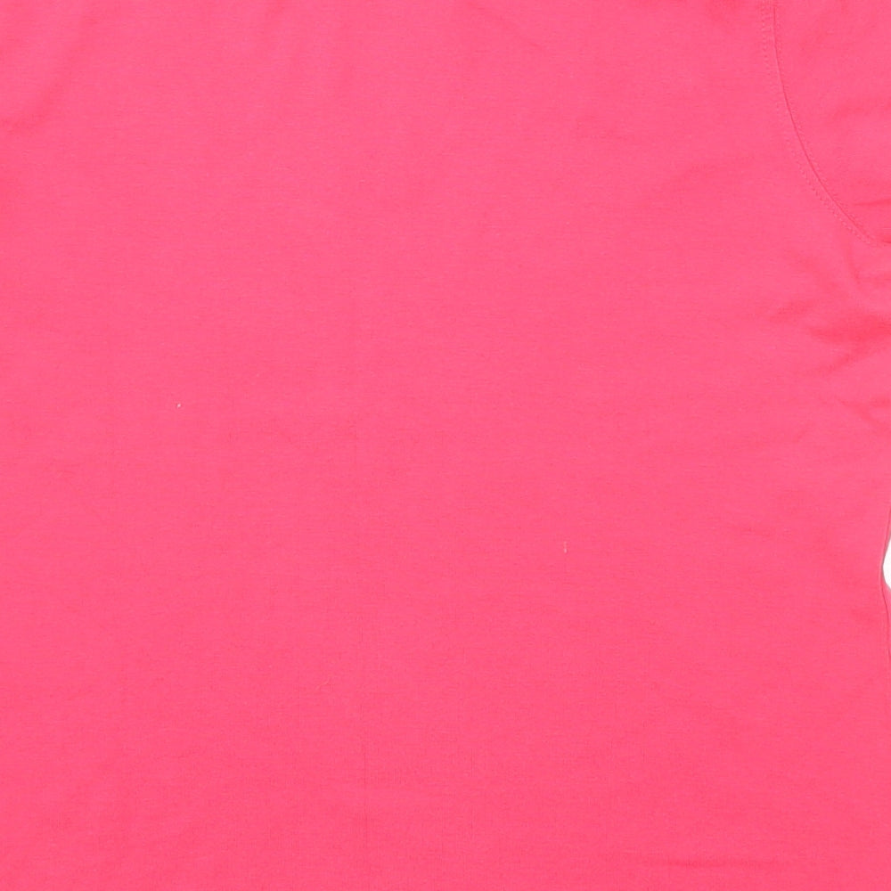 Bonmarché Womens Pink Cotton Basic T-Shirt Size S Round Neck