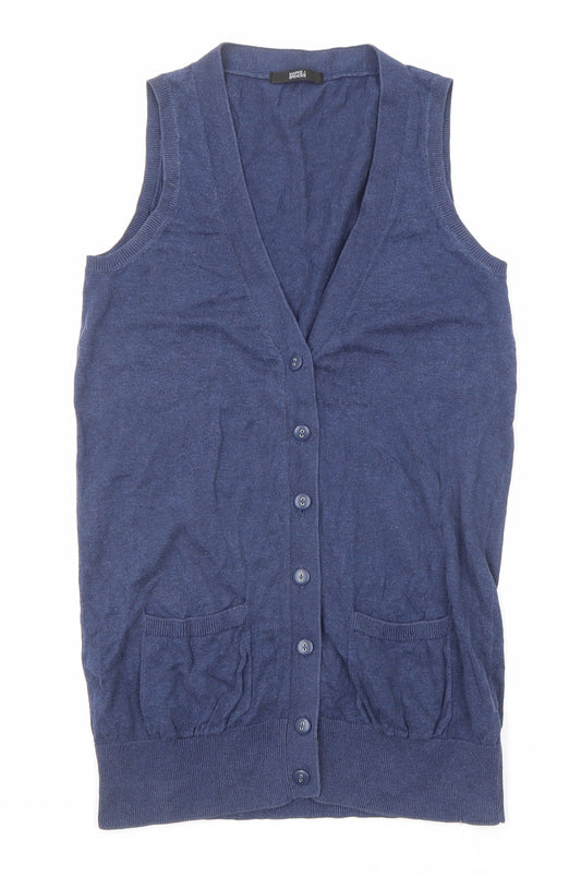 Marks and Spencer Womens Blue V-Neck Cotton Cardigan Jumper Size 10