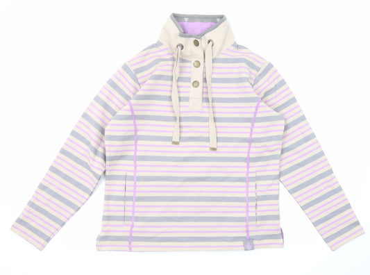 Tayberry Womens Multicoloured Striped Cotton Pullover Sweatshirt Size M Snap