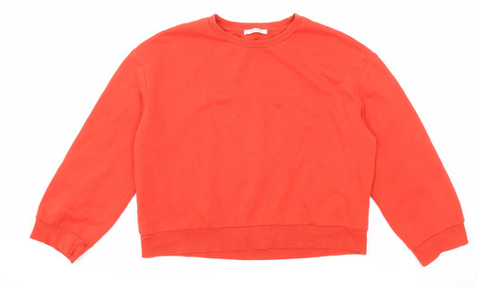 Zara Womens Red Cotton Pullover Sweatshirt Size S Pullover