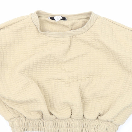 Topshop Womens Beige Polyester Pullover Sweatshirt Size 6 Pullover