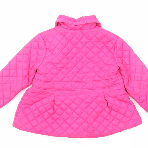 Little Me Girls Pink Quilted Coat Size 3 Years Button