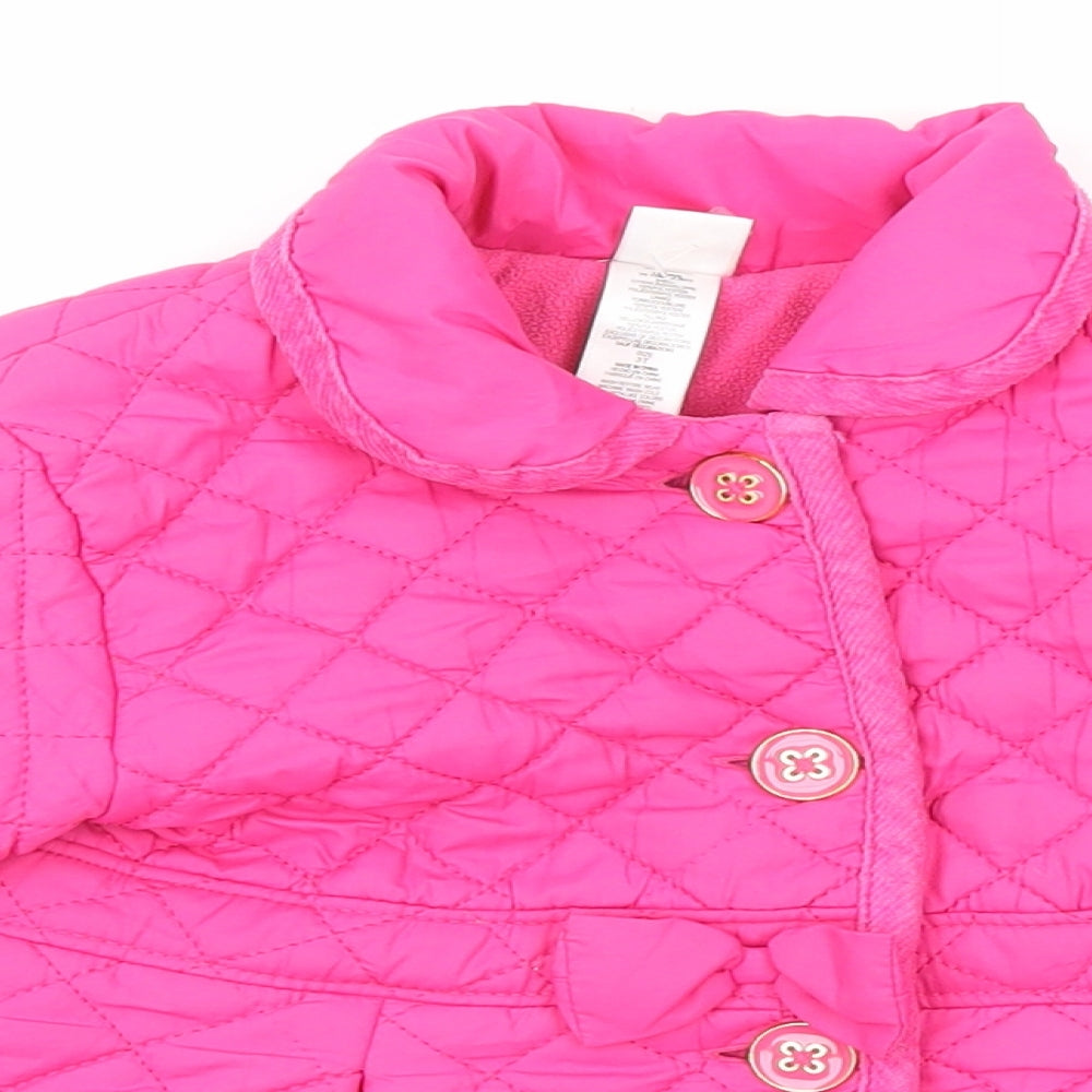 Little Me Girls Pink Quilted Coat Size 3 Years Button