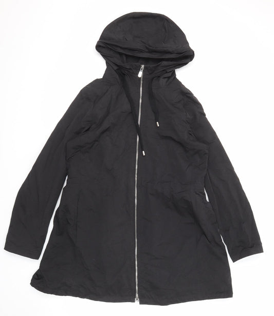 Monte Cervino Womens Black Overcoat Coat Size L Zip