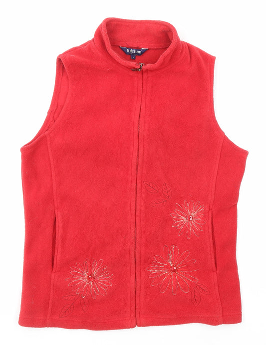 Tulchan Womens Red Gilet Jacket Size S Zip