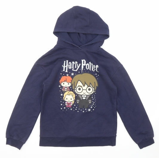 Harry Potter Boys Blue Cotton Pullover Hoodie Size 11-12 Years Pullover