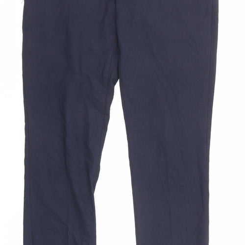 Selected Homme Mens Blue Polyester Dress Pants Trousers Size 30 in L32 in Regular Zip - Textured