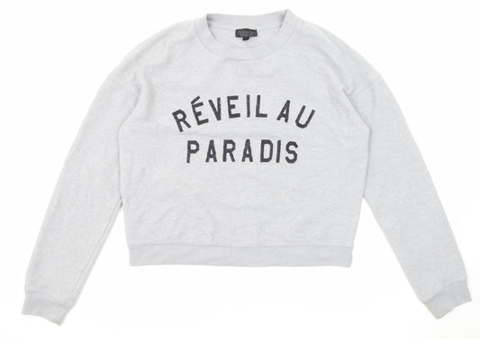 Topshop Womens Grey Cotton Pullover Sweatshirt Size 8 Pullover - Réveil au Paradis